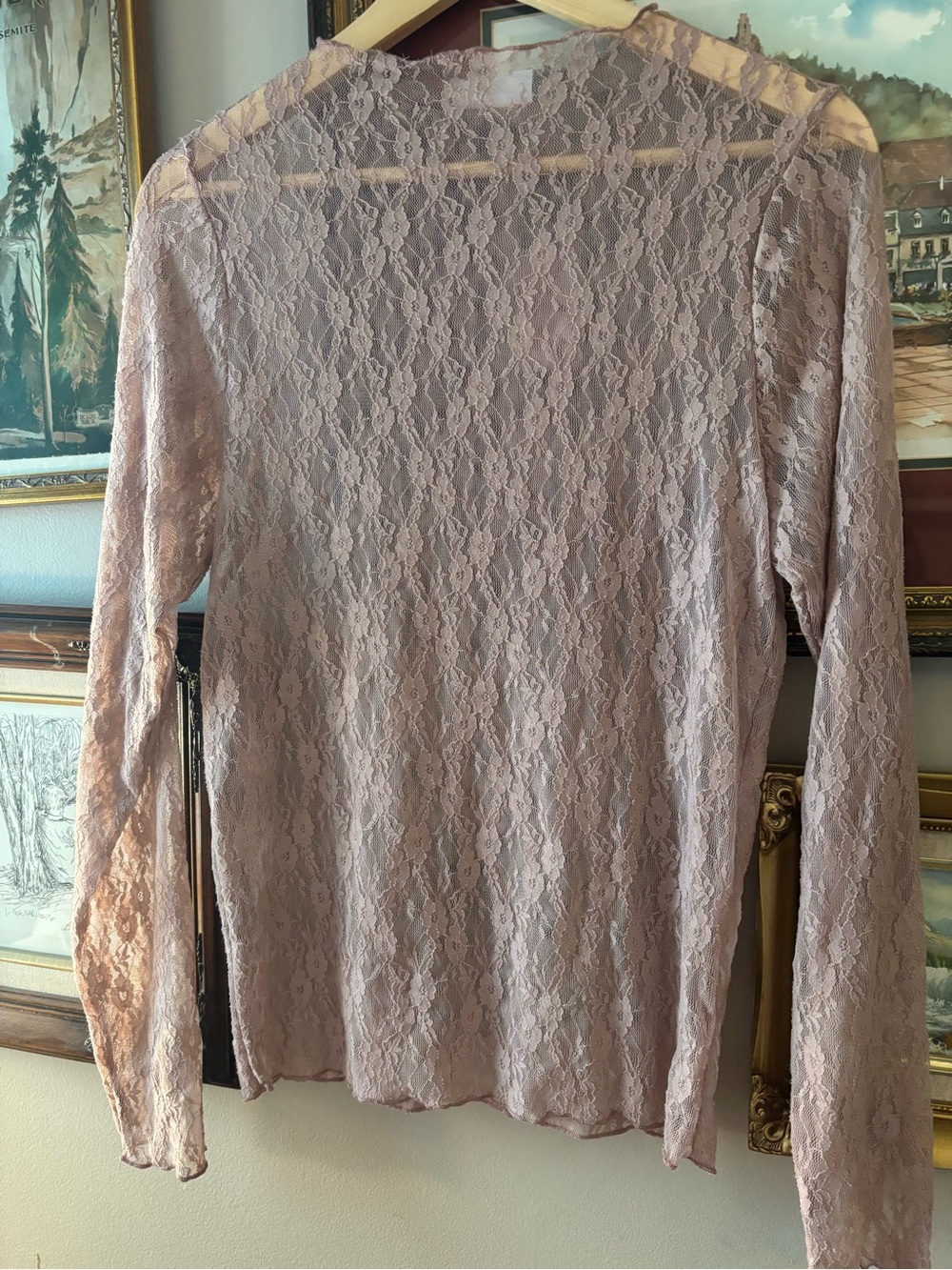 *NWT* Lace Layering Long-Sleeve Top - Dusty Pink